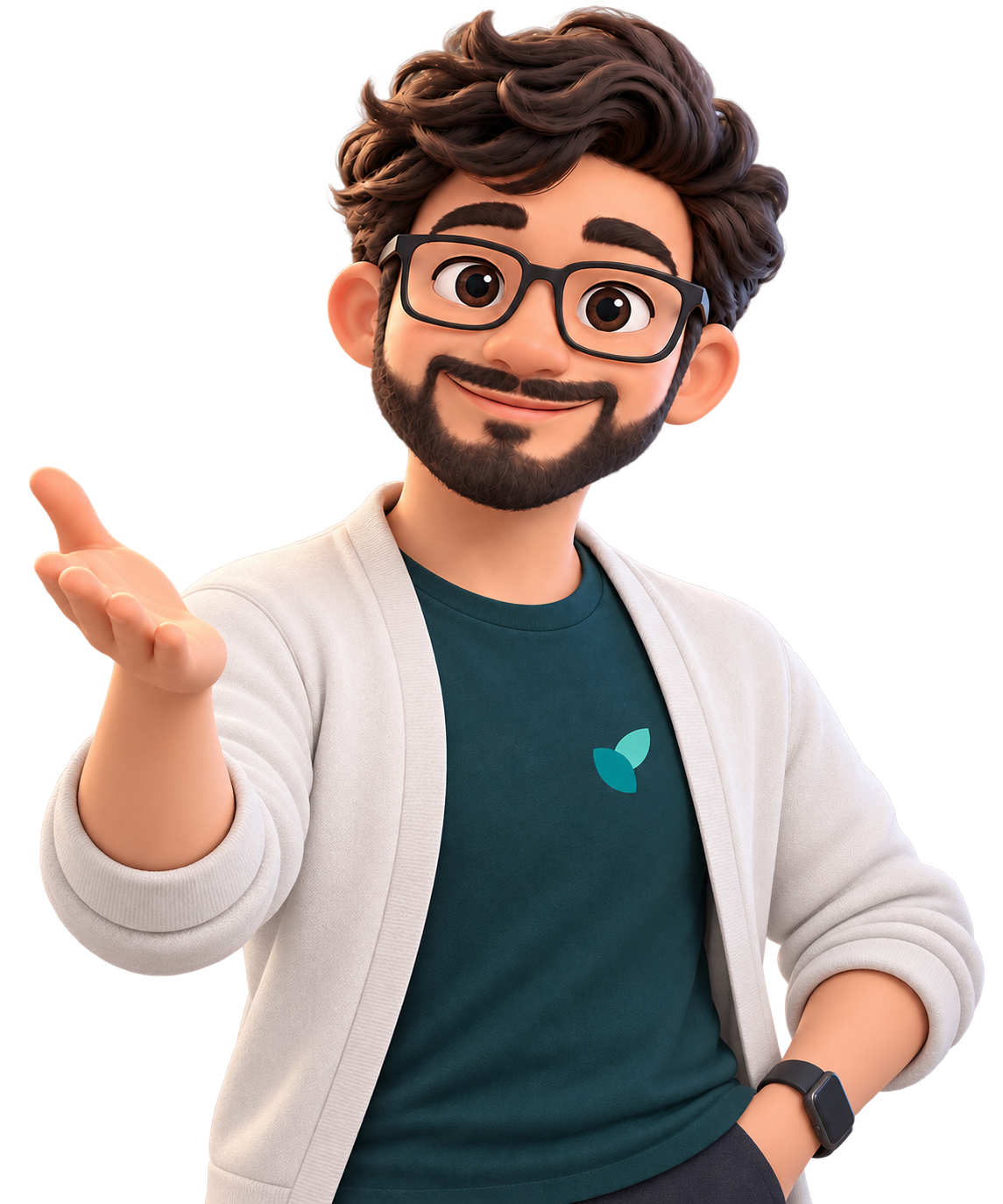 Teco, personagem da TecoIA, dando boas-vindas